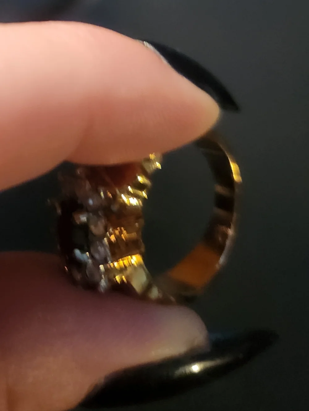 Elegant Gold and Red Rhinestone Women's Ring sz 7 - Picture 3 of 6